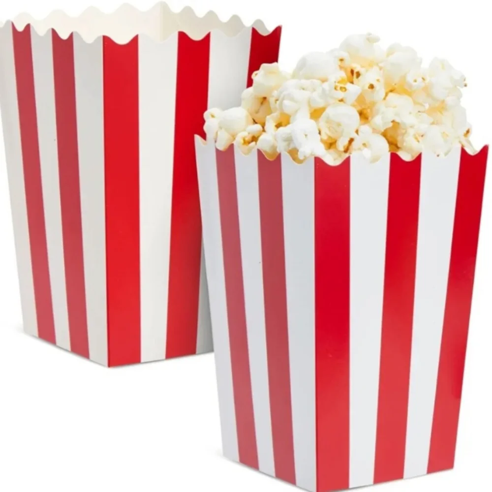 Popcorn Box Favors. 10 Packs with 5 bags per pack. NEW in original pack.